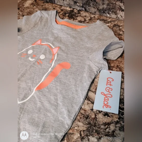 Cat & Jack Gray and Orange Short Sleeve Tee 3T Brand New With Tags Halloween Mov - Picture 5 of 6